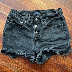 J. Crew Black Jean Shorts with Distressed Hem